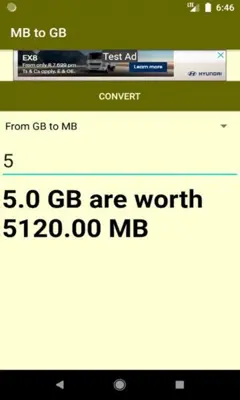 Converter MB to GB android App screenshot 0