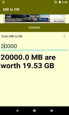 Converter MB to GB android App screenshot 2